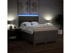 Hot Clicnbuy Cama box spring con colchón tela gris taupe 140x190 cm Topo