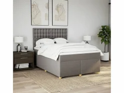 Hot Clicnbuy Cama box spring con colchón tela gris taupe 140x190 cm Topo