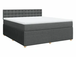 Clicnbuy Cama box spring con colchón tela oscuro 180x200 cm Gris