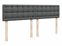Clicnbuy Cama box spring con colchón tela oscuro 180x200 cm Gris