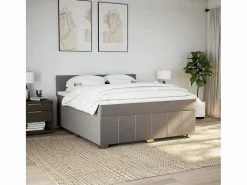 New Clicnbuy Cama box spring con colchón tela gris taupe 180x200 cm Topo