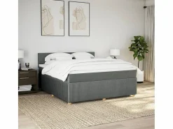 Outlet Cama box spring con colchón tela oscuro 180x200 cm Base De Cama De Láminas|Somier - 180X200Cm