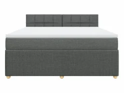 Outlet Cama box spring con colchón tela oscuro 180x200 cm Base De Cama De Láminas|Somier - 180X200Cm