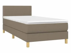 Best Clicnbuy Cama box spring con colchón LED tela gris taupe 90x190 cm Topo