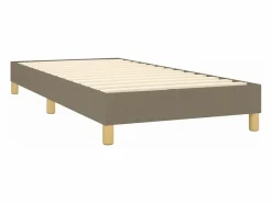 Best Clicnbuy Cama box spring con colchón LED tela gris taupe 90x190 cm Topo