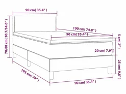 Best Clicnbuy Cama box spring con colchón LED tela gris taupe 90x190 cm Topo