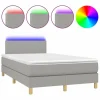Discount Cama box spring con colchón y LED tela gris claro 120x190 cm Somier Tapizado