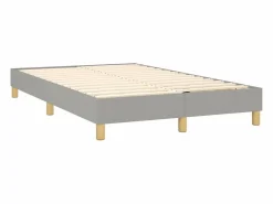 Discount Cama box spring con colchón y LED tela gris claro 120x190 cm Somier Tapizado
