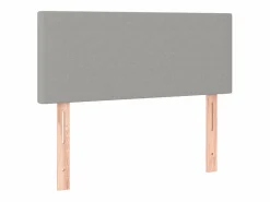 Discount Cama box spring con colchón y LED tela gris claro 120x190 cm Somier Tapizado