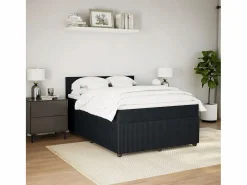 Discount Clicnbuy Cama box spring con colchón terciopelo 140x190 cm Negro