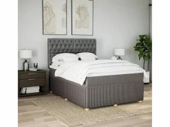 Outlet Clicnbuy Cama box spring con colchón tela gris taupe 140x200 cm Topo