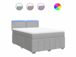 Cama box spring con colchón tela claro 160x200 cm Base De Cama De Láminas|Somier - 160X200Cm