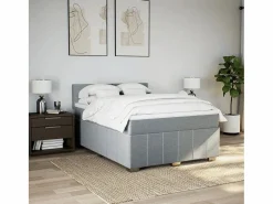 Cama box spring con colchón tela claro 160x200 cm Base De Cama De Láminas|Somier - 160X200Cm