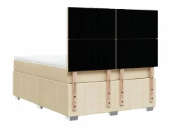 Clicnbuy Cama box spring con colchón tela color 160x200 cm Crema