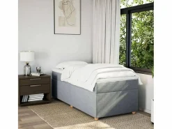 Discount Cama box spring con colchón tela claro 80x200 cm ES786435 Cama Continental Boxspring