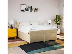 Clicnbuy Cama box spring con colchón tela color 180x200 cm