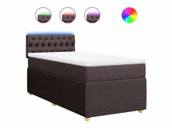 Clearance Cama box spring con colchón tela marrón oscuro 80x200 cm Base De Cama De Láminas