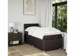 Clearance Cama box spring con colchón tela marrón oscuro 80x200 cm Base De Cama De Láminas