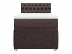 Clearance Cama box spring con colchón tela marrón oscuro 80x200 cm Base De Cama De Láminas