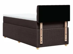 Clearance Cama box spring con colchón tela marrón oscuro 80x200 cm Base De Cama De Láminas