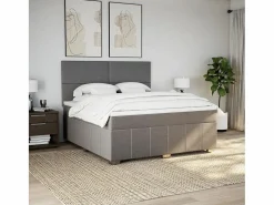 Clicnbuy Cama box spring con colchón tela gris taupe 180x200 cm Topo