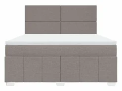 Clicnbuy Cama box spring con colchón tela gris taupe 180x200 cm Topo