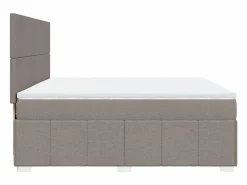 Clicnbuy Cama box spring con colchón tela gris taupe 180x200 cm Topo
