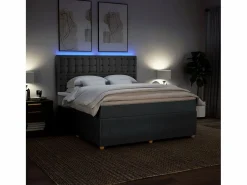 Hot Cama box spring con colchón tela oscuro 180x200 cm Somier - 180X200Cm