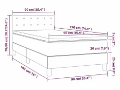 Outlet Clicnbuy Cama box spring con colchón LED tela gris taupe 90x190 cm Topo
