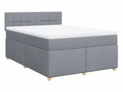 Discount Clicnbuy Cama box spring con colchón tela claro 160x200 cm Gris