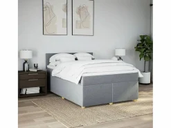Discount Clicnbuy Cama box spring con colchón tela claro 160x200 cm Gris