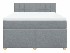 Discount Clicnbuy Cama box spring con colchón tela claro 160x200 cm Gris