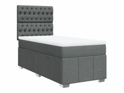 Clicnbuy Cama box spring con colchón tela oscuro 90x190 cm