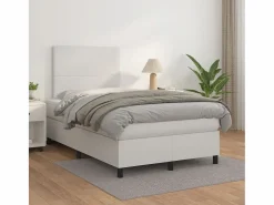 Outlet Clicnbuy Cama box spring con colchón cuero sintético blanco 120x190 cm