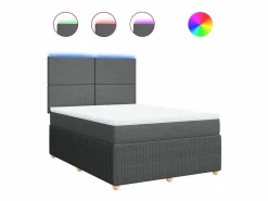 Online Clicnbuy Cama box spring con colchón tela oscuro 160x200 cm Gris
