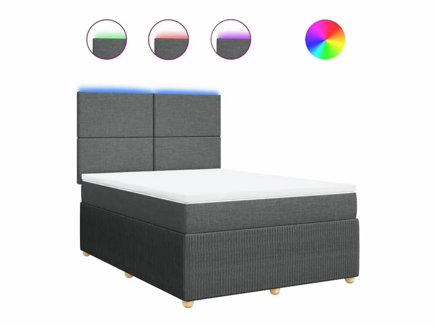 Online Clicnbuy Cama box spring con colchón tela oscuro 160x200 cm Gris