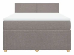 Clicnbuy Cama box spring con colchón tela gris taupe 160x200 cm