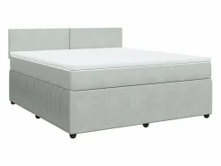Clicnbuy Cama box spring con colchón terciopelo claro 180x200 cm