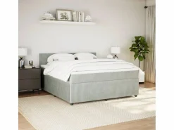 Clicnbuy Cama box spring con colchón terciopelo claro 180x200 cm