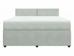 Clicnbuy Cama box spring con colchón terciopelo claro 180x200 cm