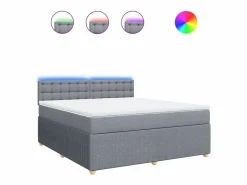Hot Clicnbuy Cama box spring con colchón tela claro 180x200 cm Gris