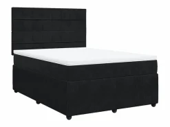 New Clicnbuy Cama box spring con colchón terciopelo 140x190 cm Negro