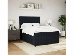 New Clicnbuy Cama box spring con colchón terciopelo 140x190 cm Negro