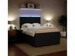 New Clicnbuy Cama box spring con colchón terciopelo 140x190 cm Negro