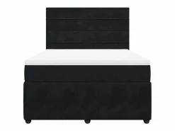 New Clicnbuy Cama box spring con colchón terciopelo 140x190 cm Negro