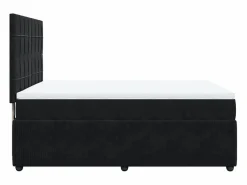 New Clicnbuy Cama box spring con colchón terciopelo 140x190 cm Negro