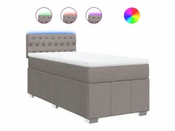 Best Cama box spring con colchón tela gris taupe 90x190 cm Somier - 90X190Cm