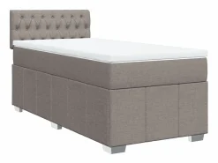 Best Cama box spring con colchón tela gris taupe 90x190 cm Somier - 90X190Cm