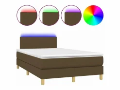 Online Clicnbuy Cama box spring con colchón y LED tela marrón oscuro 120x200 cm Marru00f3n
