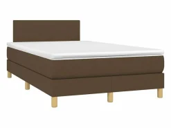 Online Clicnbuy Cama box spring con colchón y LED tela marrón oscuro 120x200 cm Marru00f3n